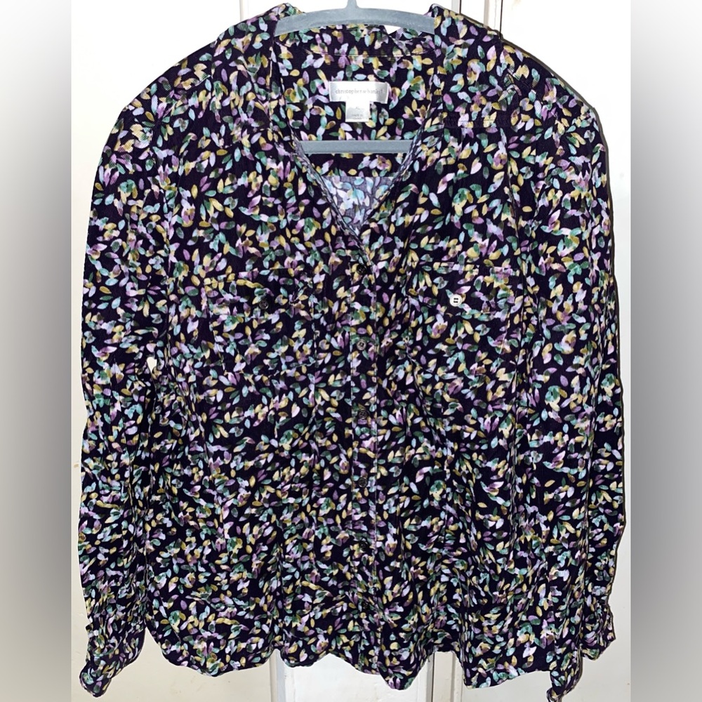 Christopher & Banks Multicolor Leaf Print Blouse